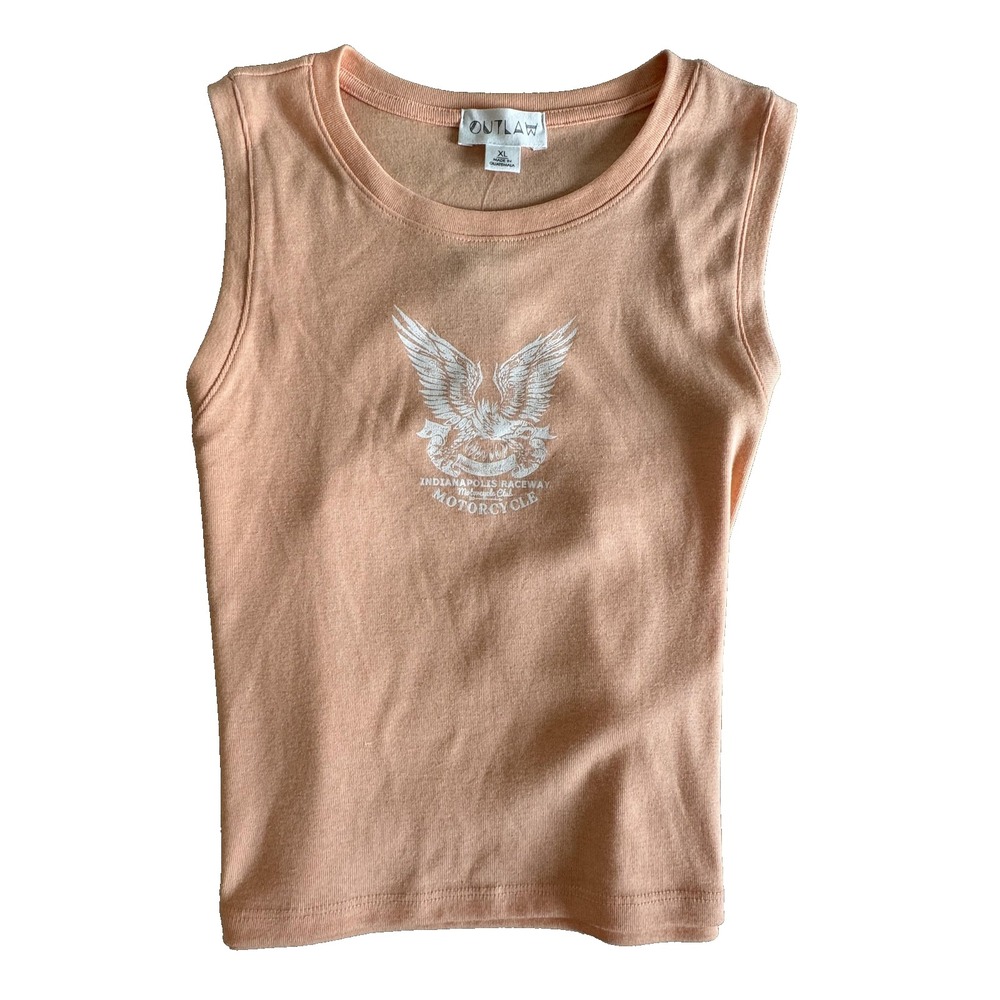 Outlaw tank Women XL Peach Pink Wings Indianapolis Raceway Motorcycle Club Biker